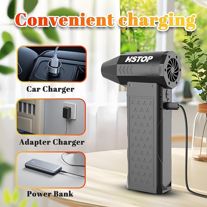 Earglow Compressed Air Duster, 180000RPM Mini Electric Dust Blower, Rechargeable Air Blower with 2 LED Lights, 4-Gear Adjustable Compressed Air Cleaner for PC, Cool Gadgets for Men