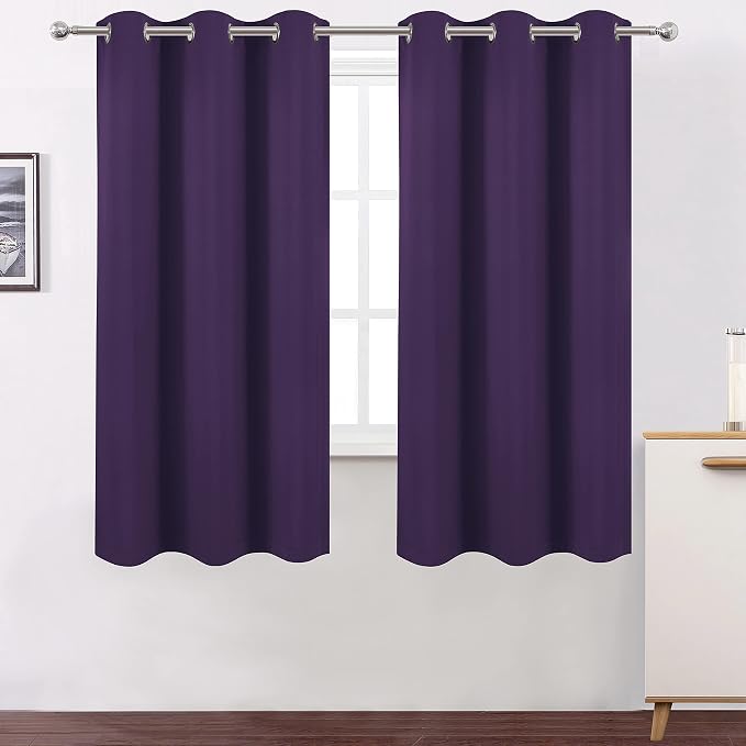 Purple Thermal Blackout Curtains/40 x 72 Inch/Set of 2 Panels Room Darkening - Image 2