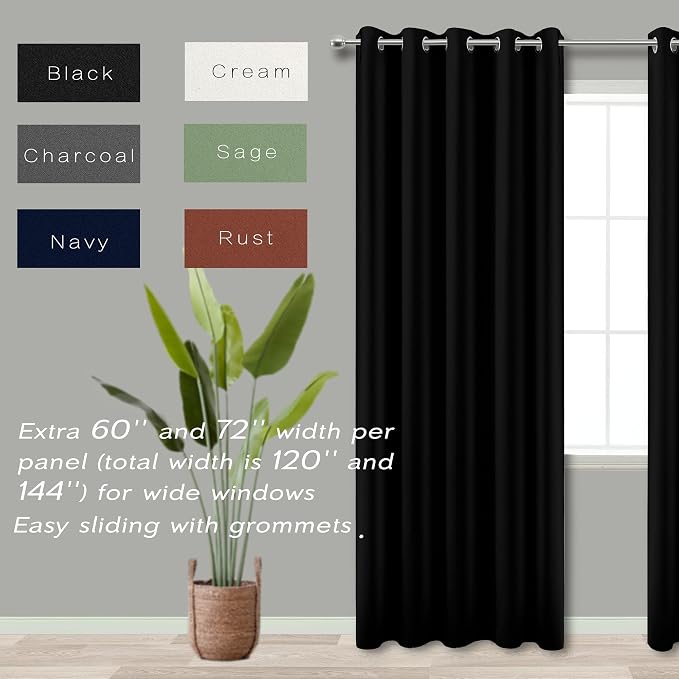 Black Out Curtains 60x45 Inch Long 2 Panels Burg - Image 2