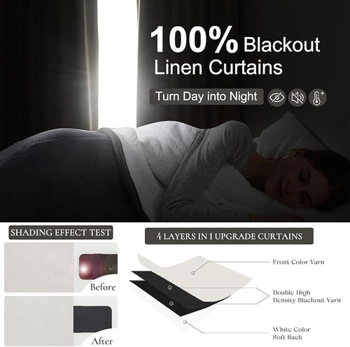 100 Percent Blackout Sliding Glass Door Curtains 120 Inches Long 2 Panels - Image 2