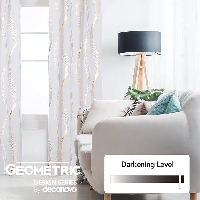 Deconovo Curtains for Living Room, Pattern Blackout Curtains 95 Inches Long | - Image 3