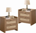 SICOTAS Rattan Nightstand Set of 2, Bedside Table by SICOTAS