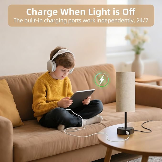 Table Lamp for Nightstand, High-Sensitivity Touch, 3-Level Dimmable Bedside Lamp - Image 7