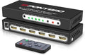 PONYBRO HDMI 2.0 Switch 5 Port 4K@60Hz Auto-Switching – 5 in 1 Out with Remote, HDR10, 3D, Ultra HD for PS5/Xbox/PC/Fire TV, Zero Delay