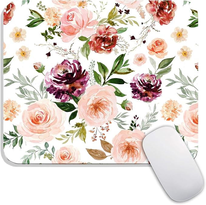 Armanza Square Mouse Pad Pretty Floral,Personalized Premium-Textured Custom Mouse Mat Design,Washable Mousepad Cloth,Non-Slip Rubber Base Computer Mouse Pads for Wireless Mouse