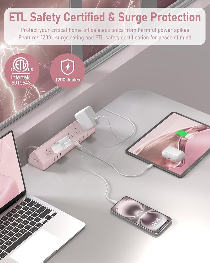 Jgstkcity Desk Clamp Power Strip USB C 45W, Surge Protector, Edge Mount - Image 2