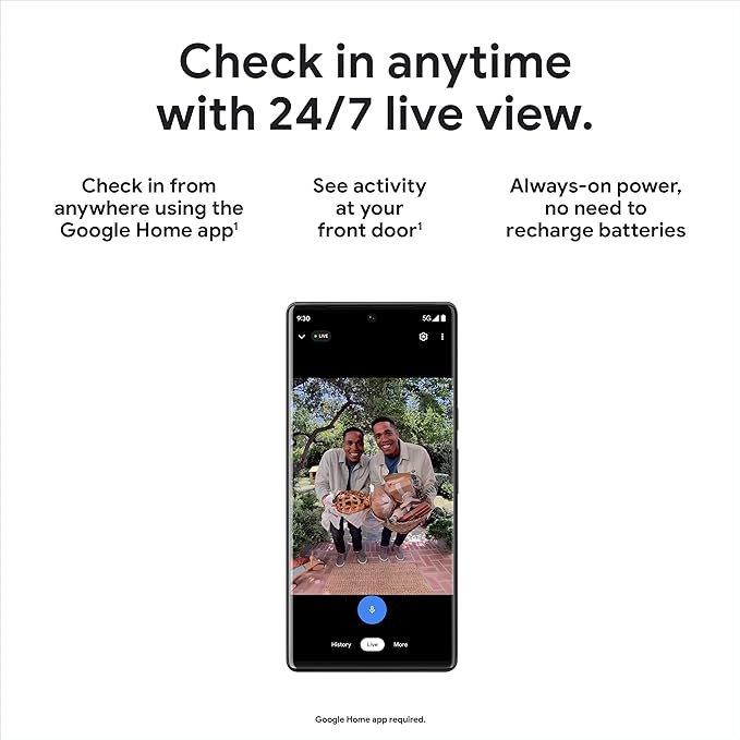 Google Nest Doorbell (Wired, 2nd Gen) - Wired Video Doorbell Camera - Doorbell Security Camera - Snow