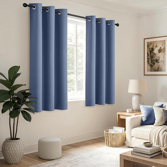 Denim Blue Blackout Curtains for Bedroom Living Room W40 x L63 Inch | 63 Inch - Image 5