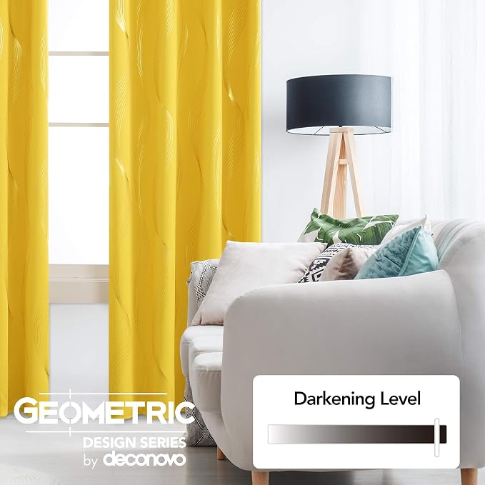 Deconovo Curtains for Living Room, Pattern Blackout Curtains 72 Inches Long | - Image 3