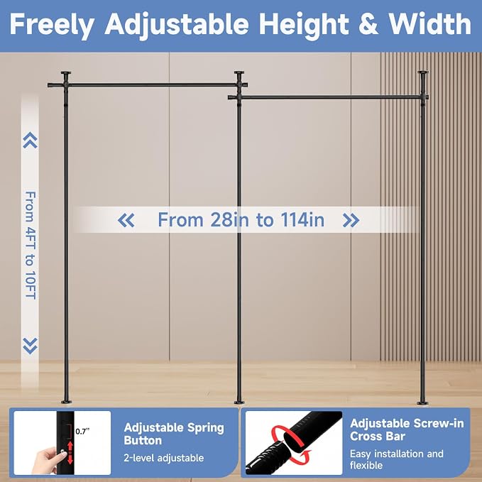 Room Divider Privacy Screens, No Drill Curtains Rod - Image 3