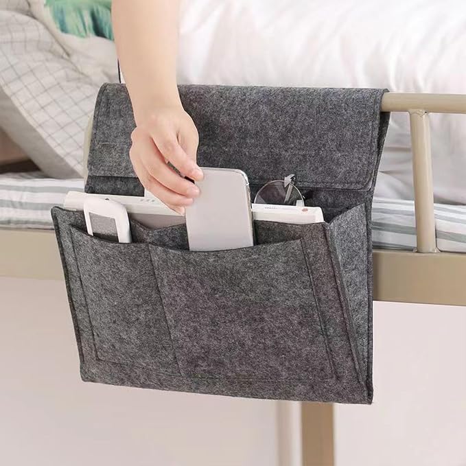 Bedside Caddy, 5 Pockets Felt Bedside Storage Organizer, Hanging Storage - Image 3