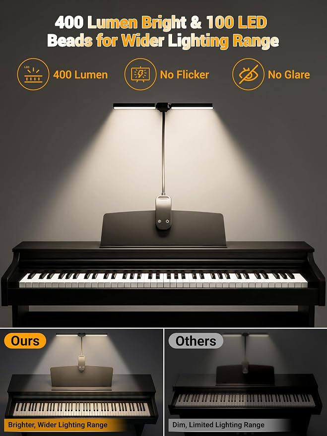 Clip on Light, 100 LEDs+10 Brightness+5 Colors Foldable Music Stand Light | - Image 6