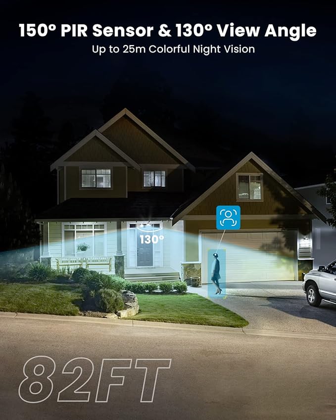 ieGeek Floodlight Camera, Outdoor Home Security Camera, 2K Wired Flood Light Camera Outdoor with Motion Sensor Cam, 2600 Lumens, Color Night Vision, 110dB Siren, 2 Way Audio, Compatible with Alexa