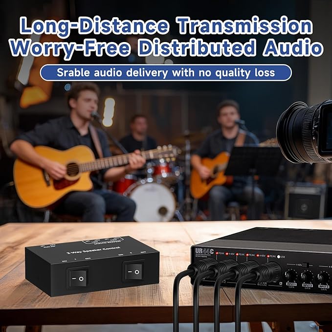 Y.D.F 2-Channel（1 in 2 Out） Speaker Selector Switcher Box with Terminal Claps 150W RMS per Channel High-Fidelity Audio Transmission