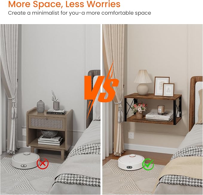 Floating Nightstand, Wood Floating Bedside Table - Image 5