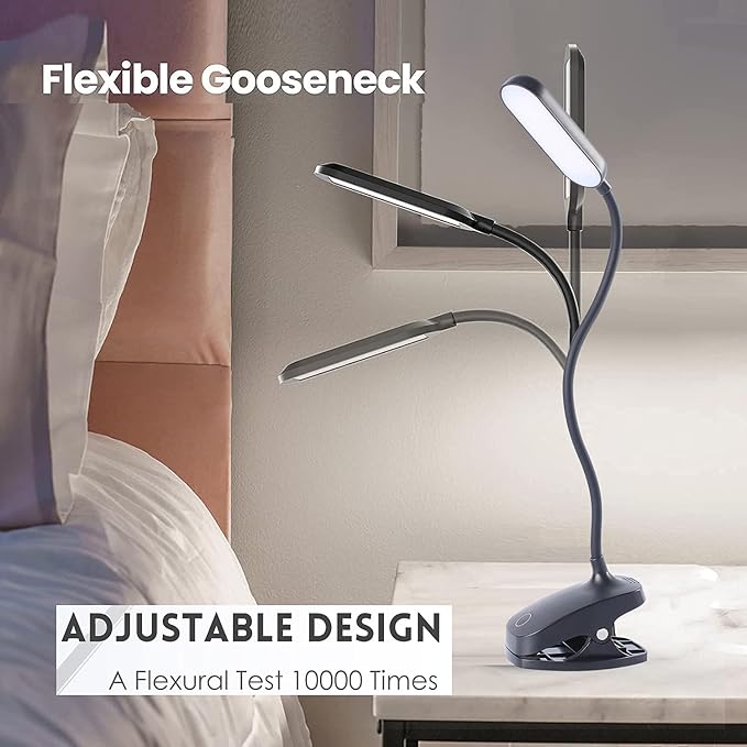 COLORLIFE Desk Lamp Clip On Light-7W 2600mAH Flexible Gooseneck Battery - Image 6