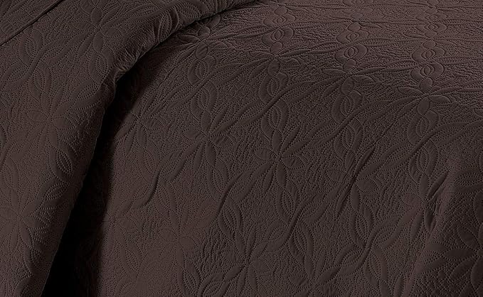 Fancy Linen 3pc Embossed Coverlet Bedspread Set Oversized Bed Cover Solid - Image 2