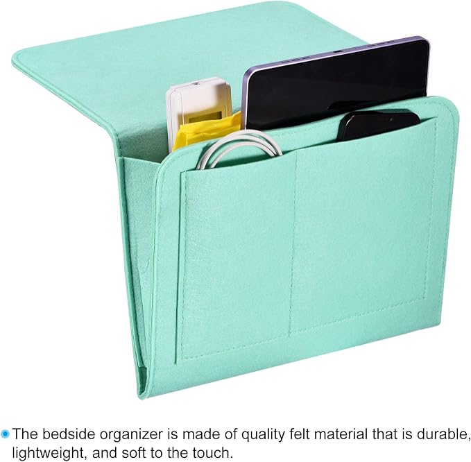 PATIKIL 11in Bedside Caddy, Bed Caddy Bedside Organizer Hanging 5 Pocket Soft - Image 4