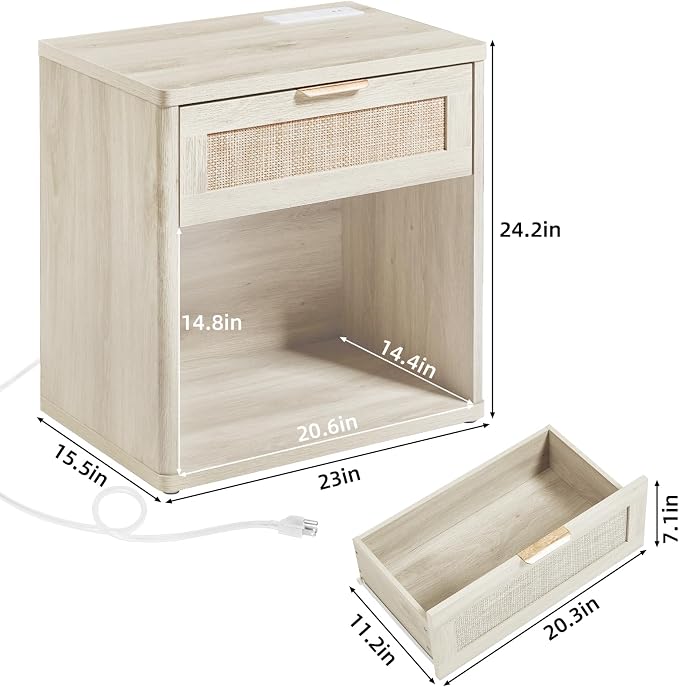 LEYAOYAO Rattan 23" Nightstands - Image 3