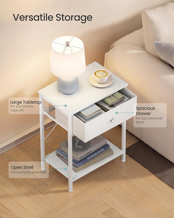 SONGMICS Bedside Table with Drawer, Nightstand with Lower Shelf | Side End Table - Image 4