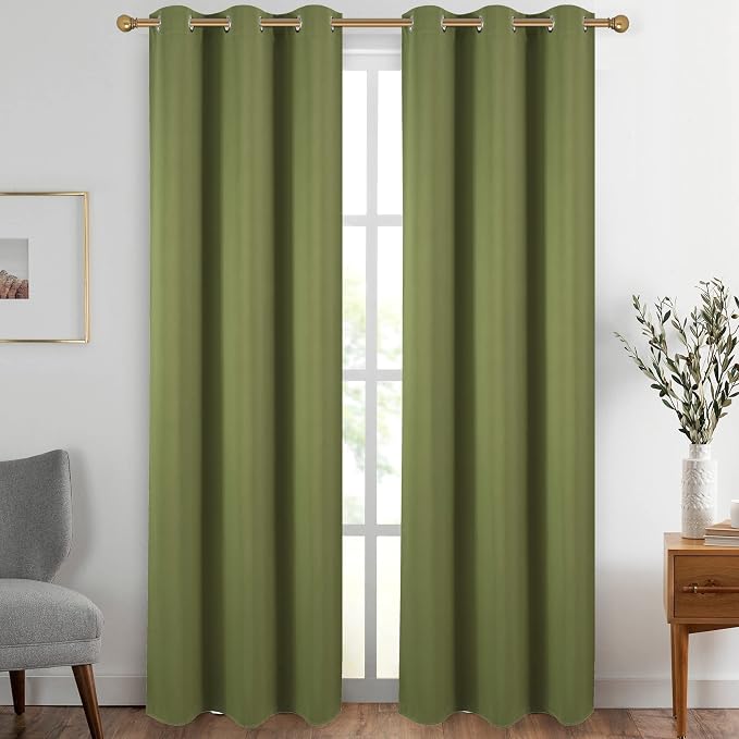 Diraysid Olive Green Grommet Blackout Curtains by Diraysid%2C+refresh+your+life