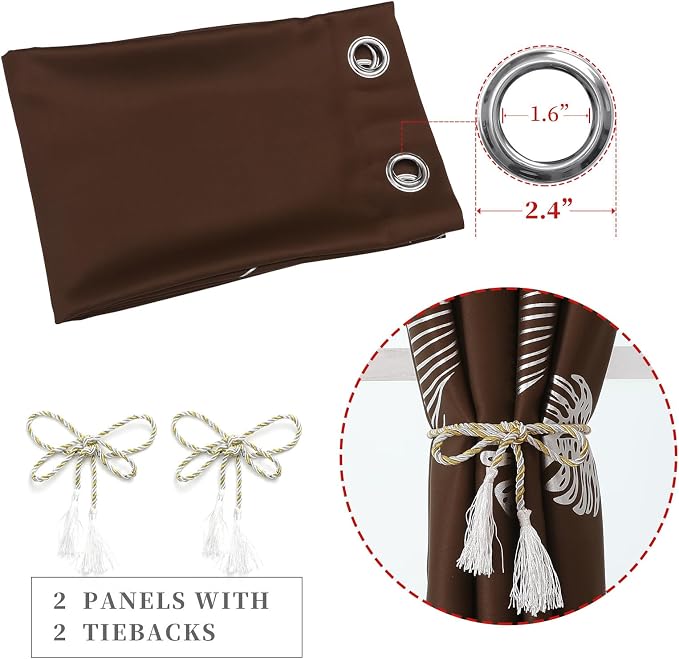 Brown Thermal Insulated Blackout Curtains 72 Inches Long - Image 4