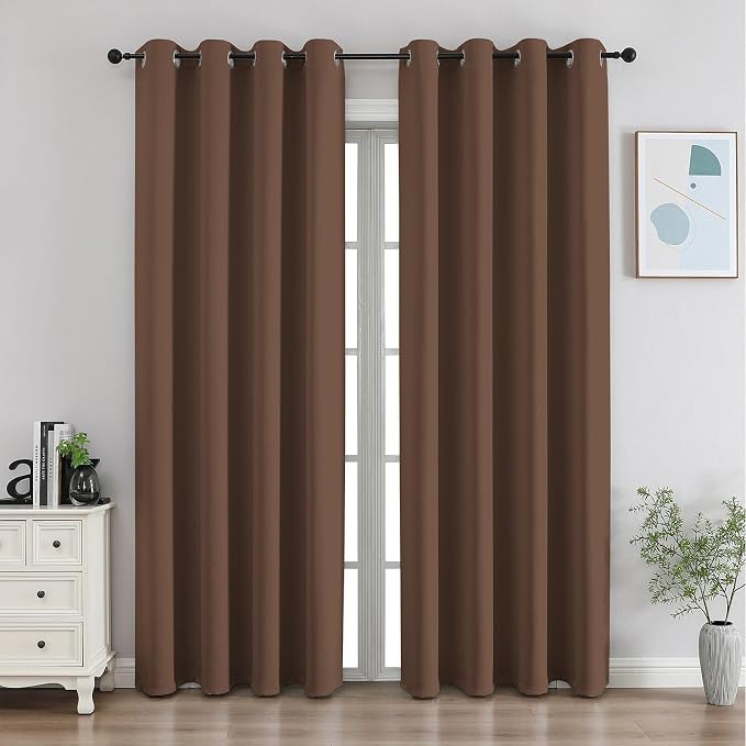 CUCRAF Brown Blackout Curtains 84 Inches Long, Thermal Insulated Noise Reducing by CUCRAF