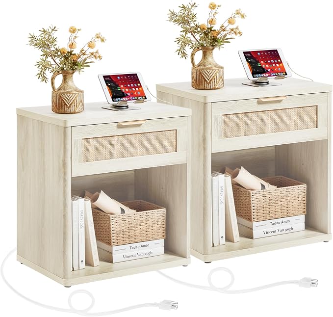 LEYAOYAO Rattan 23" Nightstands Set of 2 by LEYAOYAO-Findtheshiningpointofyourideallife%EF%BC%81