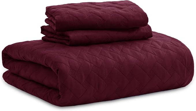 Bedsure King Size Quilt, Lightweight Comforter Set, Burgundy Red Bedspread | - Image 6
