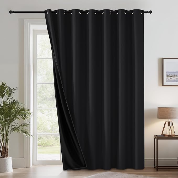 RYB HOME 100% Blackout Curtain, Bedroom Patio Sliding Glass Door Drape | Extra by RYBHOME