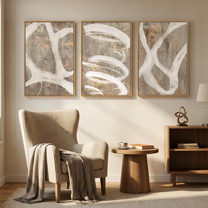 Large Framed Abstract Wall Art, 20x30 In | Neutral artwork, Modern canvas prints - Image 5