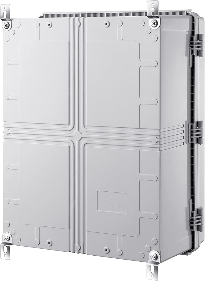 Gratury Junction Box, IP67 Waterproof Plastic Enclosure for Electrical Project, Hinged Grey Cover, Includes Mounting Plate and Wall Bracket (Grey Cover with Inner Door, 20"×16.1"×7.9")