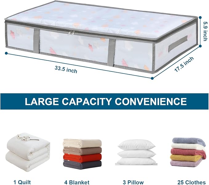 LANDNEOO 6 Pack Under Bed Storage Containers Bins, Humid-Proof Plastic Underbed - Image 2