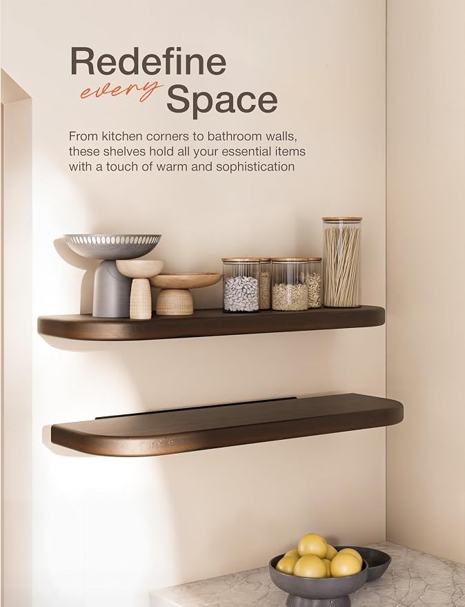 BATODA Set of 2 24” Wood Floating Shelves - Image 5
