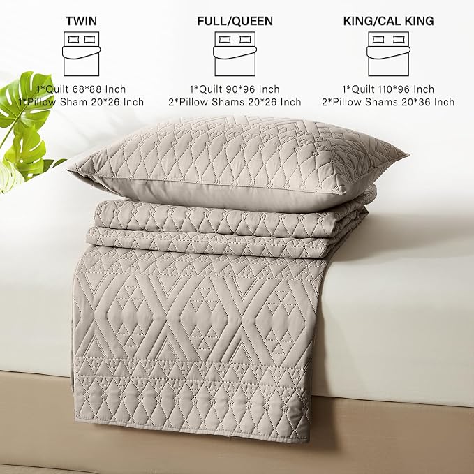 akkialla King/Cal King Quilt Set, Taupe Lightweight Microfiber Bedspread - Image 7