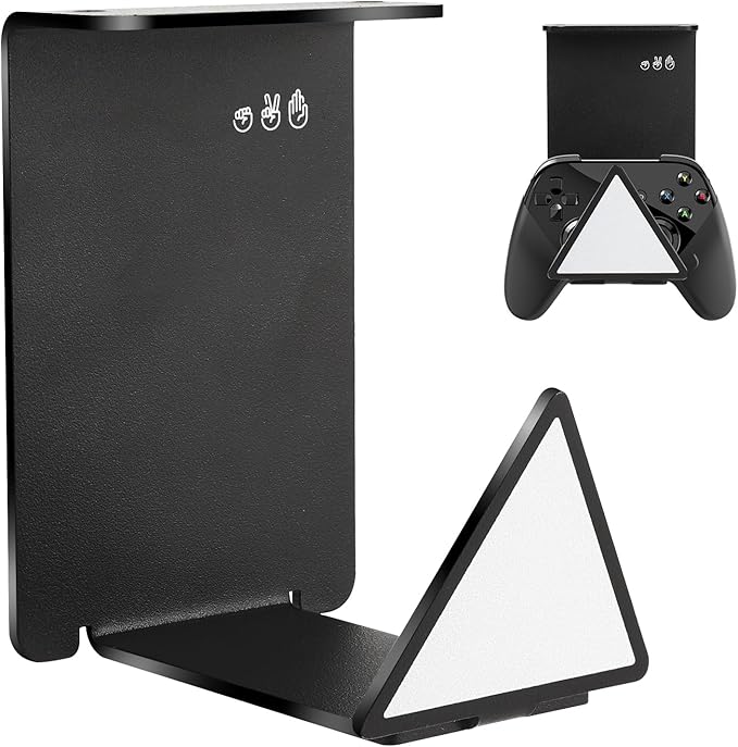 VKheroKV HC128 Headphone Holder Hanger for Desk, Include Adhesive Strips, Universal Headset Stand for PS4/PS5/Xbox/PC/Mac/Headphones Game Controller Hanger (Triangle)