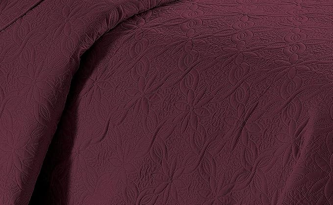 Fancy Linen 3pc Embossed Coverlet Bedspread Set Oversized Bed Cover Solid - Image 2