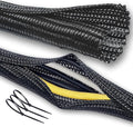 Cable Management Split Wire Loom Sleeve - Cord Hider & Protector for Desk, Pet Chew Proof, Wire Cover Organizer, Flexible Tube for Wires and Cables (3/16 Inch 25FT, Black)