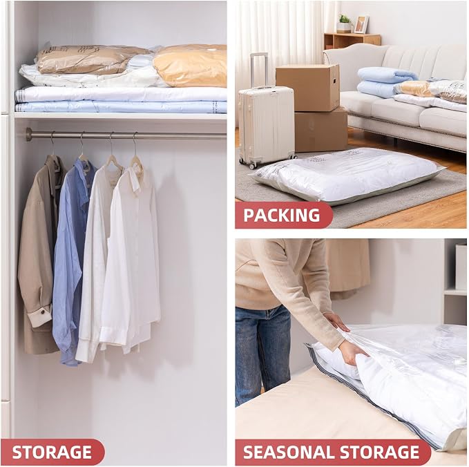 TAILI 4 Pack Vacuum Storage Bags, XXL Jumbo, Cream | Vacuum Seal Bags - Image 7