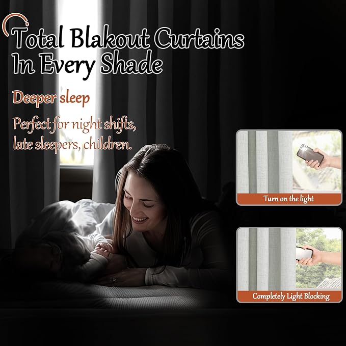 Light Grey Blackout Curtains 45 Inch Length Each 38 Wide 2 Panels | Short - Image 3