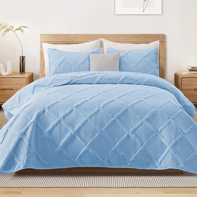 Exclusivo Mezcla Quilt King Size, Sky Blue | Soft Bedspreads by ExclusivoMezcla