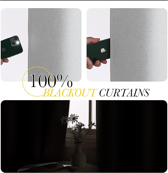 NICETOWN 100% Blackout Faux Linen Curtains - Image 2