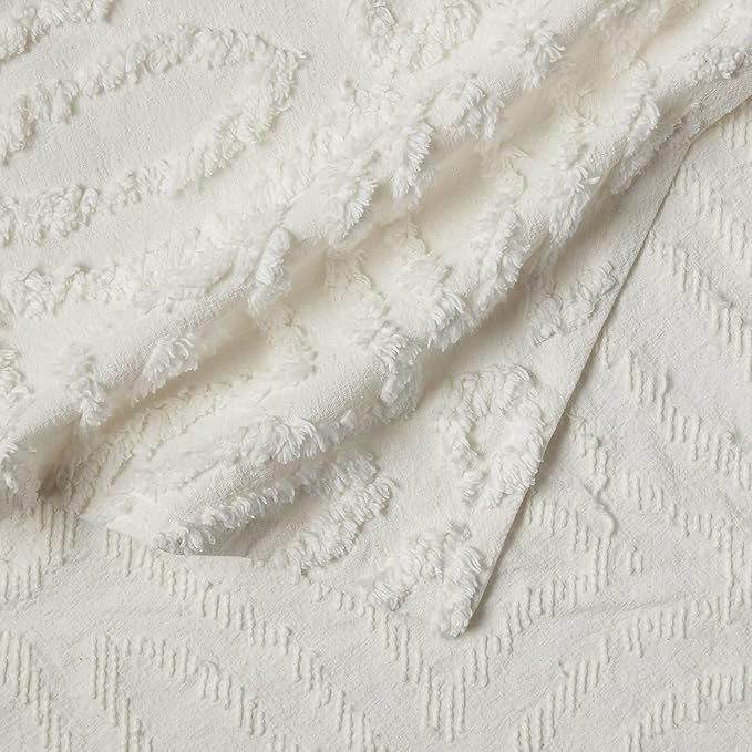 Beatrice Home Fashions Wedding Ring Full Cotton Chenille Bedspread, Ivory | - Image 4