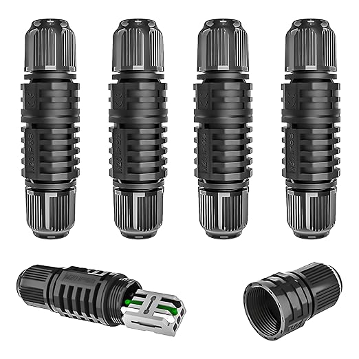 Junction Box Cable Connector Waterproof Cable Connector 2 Way with 3 Pin Electrical Junction Box Connectors 22-10 AWG 32A Ø4-9mm Wire (5 Pack)