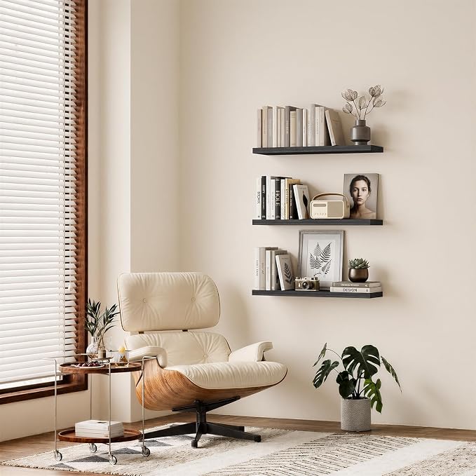 BAYKA Black Floating Shelves 35.4in, Wall Mounted - Image 4
