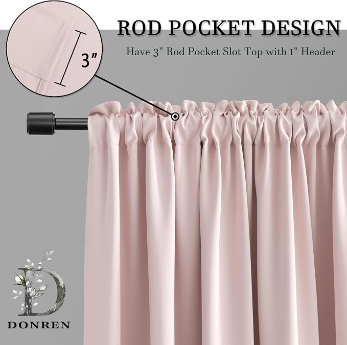 Light Pink Blackout Curtains 63 Inches Long - Image 3