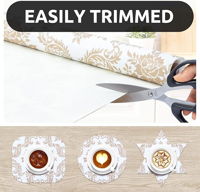 RAY STAR 18X96 Inch Shelf Liner for Kitchen Cabinets, Non-Adhesive Cabinet Liner Washable, PVC Drawer Liner for Dresser Non-Slip Bathroom (Yellow Pattern)(4 Roll)