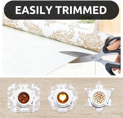 RAY STAR 18X96 Inch Shelf Liner for Kitchen Cabinets, Non-Adhesive Cabinet Liner Washable, PVC Drawer Liner for Dresser Non-Slip Bathroom (Yellow Pattern)(4 Roll)