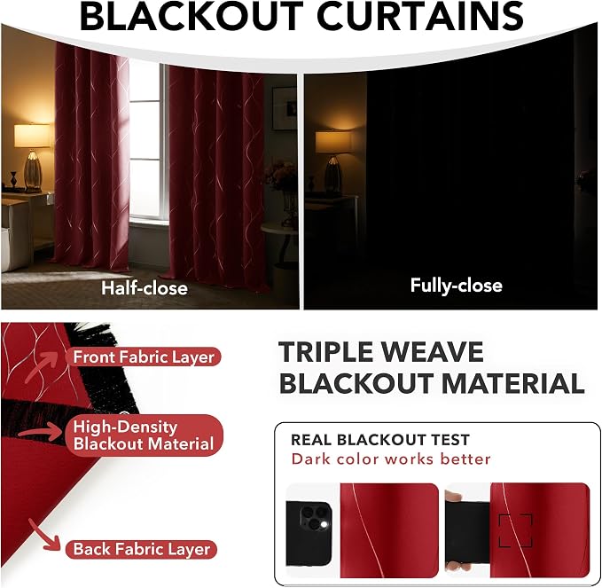 Deconovo Curtains for Living Room, Pattern Blackout Curtains 45 Inches Long | - Image 6