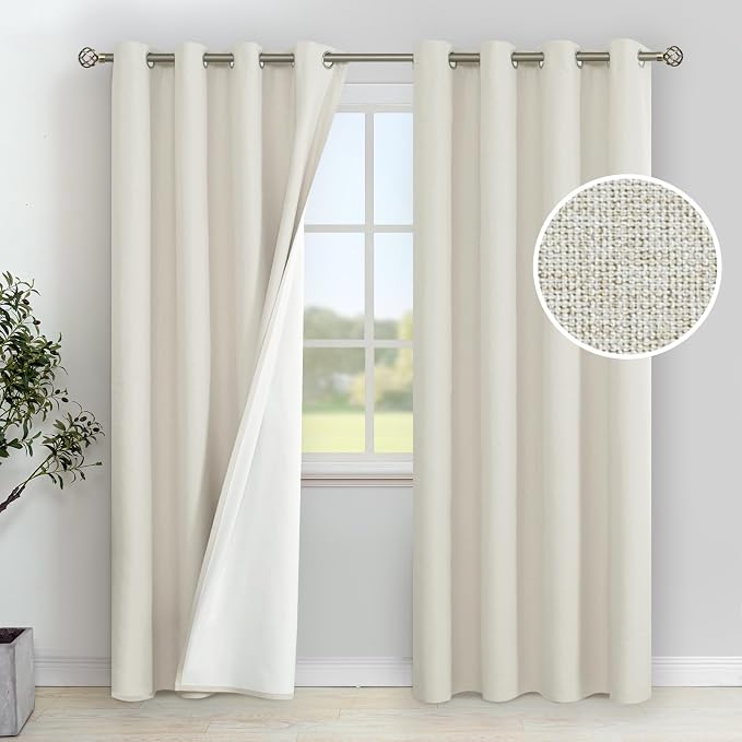 YoungsTex Linen 100% Blackout Curtains 90 Inch Length by YoungsTex